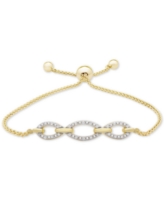 Diamond Chain Link Bolo Bracelet (1/10 ct. t.w.) in 14k Gold-Plated Sterling Silver - Yellow Gold/Silver