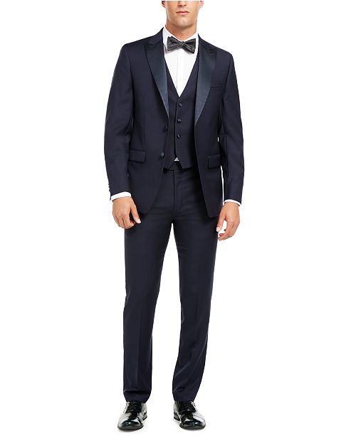 Calvin Klein Men's Slim-Fit Stretch Navy Tuxedo Suit Separates ...