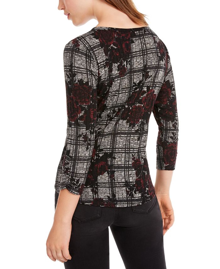 BCX Juniors' Printed Twist-Front Top - Macy's