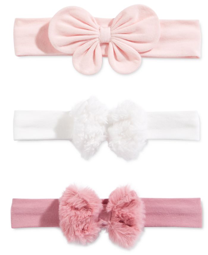 First Impressions Baby Girls 3Pk. FauxFurBow Headbands, Created for Macy's Macy's