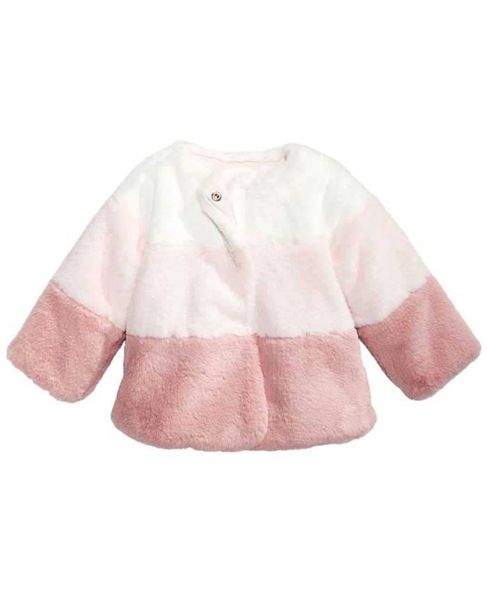 First Impressions Baby Girls Colorblocked Faux Fur Coat, Created For ...