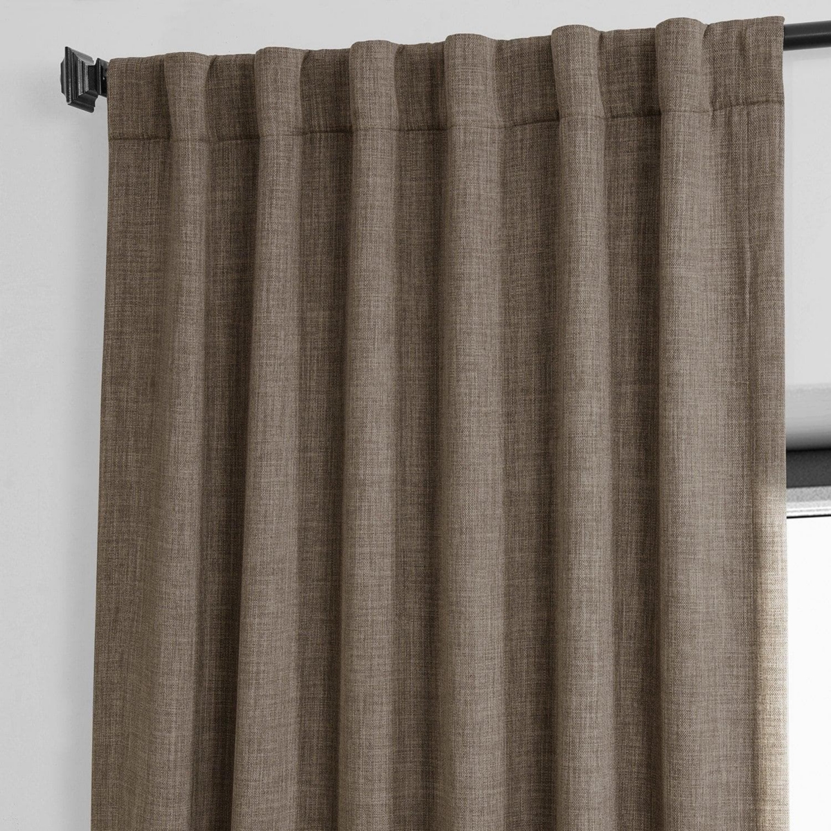 Half Price Drapes Textured Faux Linen Room Darkening Curtain In Multi