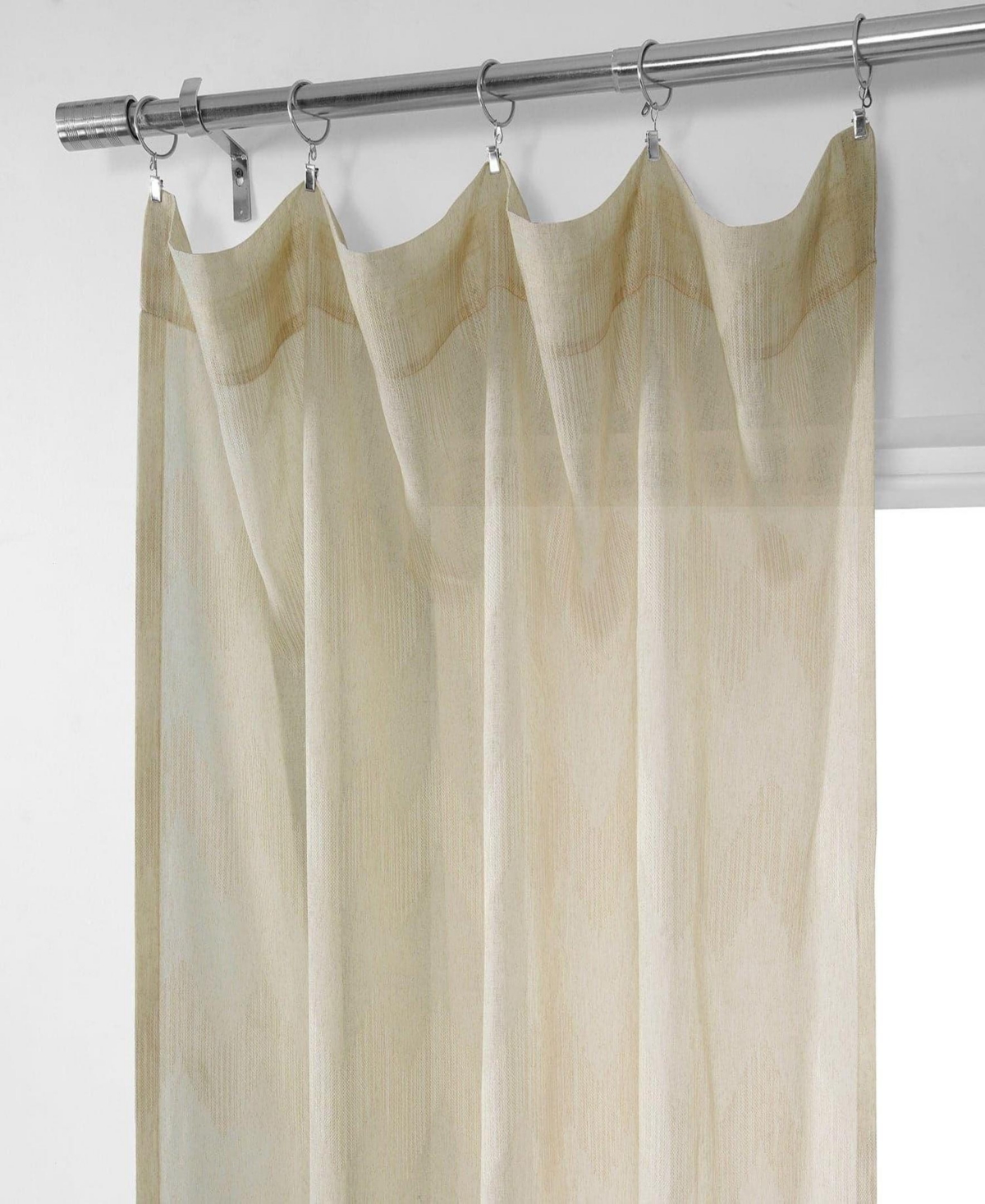 Half Price Drapes Sirius Striped Patterned Faux Linen Sheer Curtain