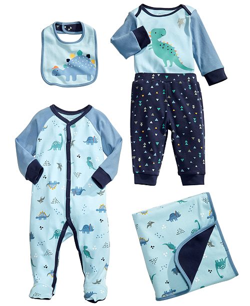 First Impressions Baby Boys Dinosaur Blanket Bib Matching