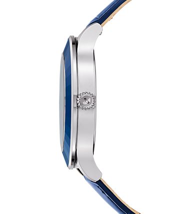 fe mezcla derrochador Swarovski Women's Swiss Octea Lux Moonphase Blue Leather Strap Watch 39mm -  A Special Edition - Macy's