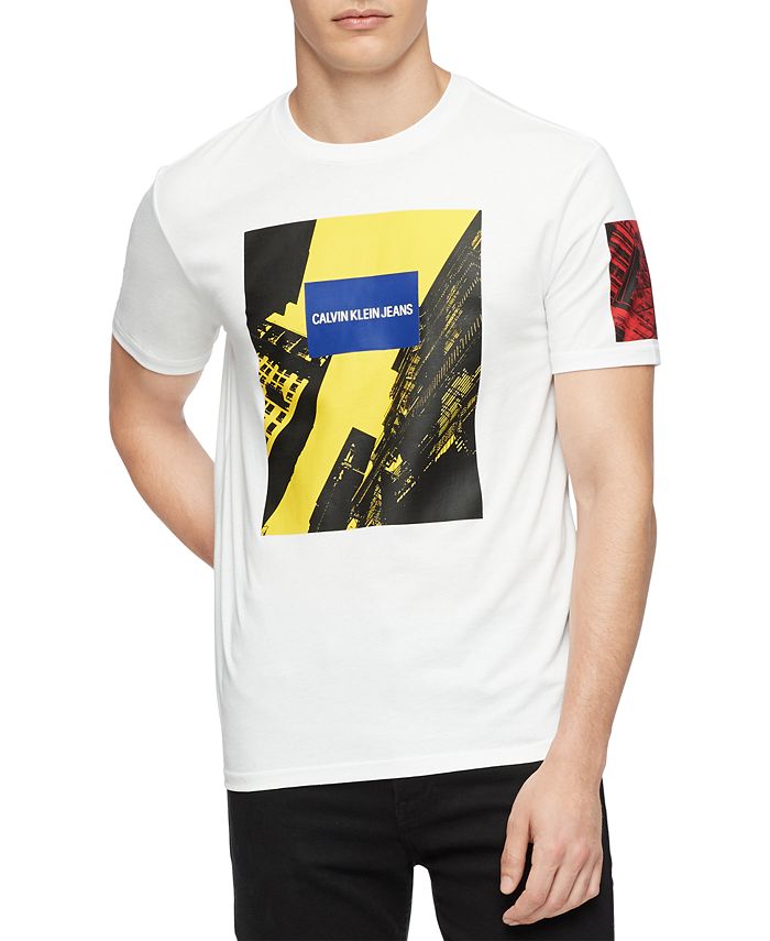 Calvin Klein Jeans Men's Multi-Color Skyline Logo Graphic T-Shirt ...