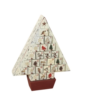 Sterling Rustic Wooden Christmas Tree Advent Calendar In White