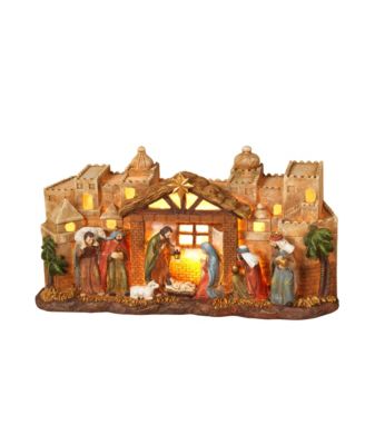 Sterling - Lighted Nativity Scene with Manger and Bethlehem Backdrop
