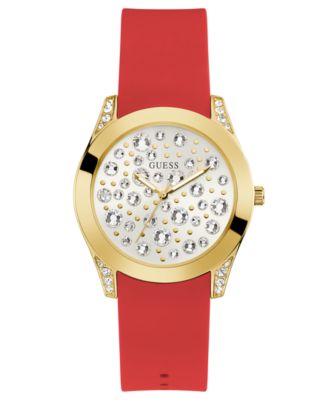 GUESS - Women's Red Silicone Strap Watch 39mm
