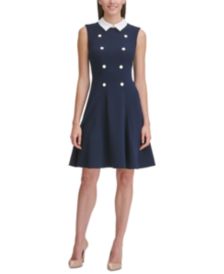 Crepe-Collar Fit & Flare Dress