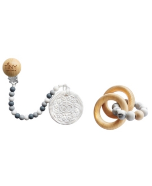 3 Stories Trading Tiny Teethers Infant Silicone And Beech Rattle And Teether Gift Set Cookie