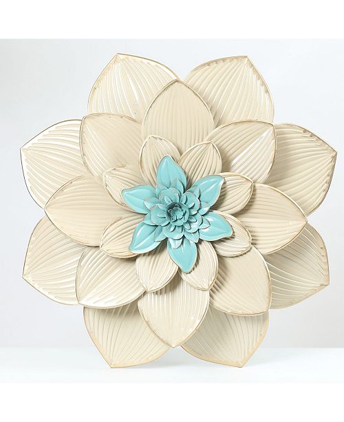 Luxen Home Gold And Teal Metal Flower Wall Decor Reviews All
