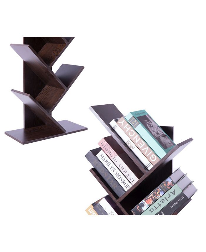 Basicwise Wooden 9Shelf Tree Magazine CD Storage Bookcase Macy's