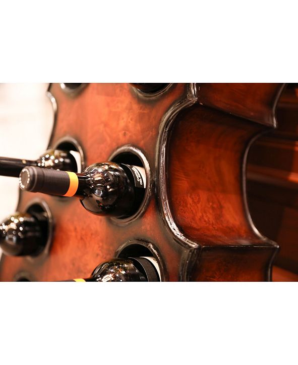 Vintiquewise Wooden Violin Shaped Wine Rack, 10 Bottle Decorative Wine