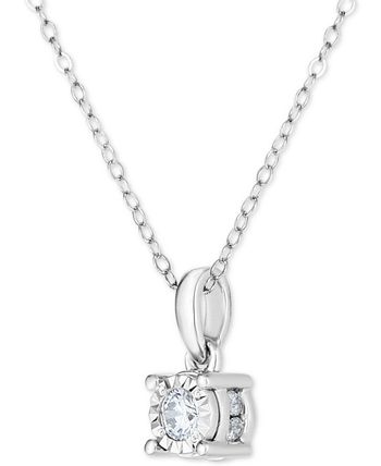 TruMiracle - Diamond Solitaire 18" Pendant Necklace (1/4 ct. t.w.) in 14k White Gold