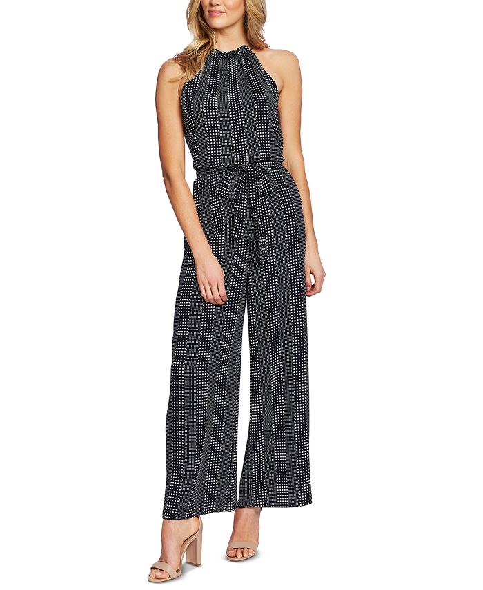 CeCe Dot-Striped Belted Jumpsuit - Macy's