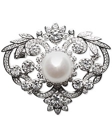 Cultured Freshwater Pearl (12mm) & Cubic Zirconia Pin in Sterling Silver
