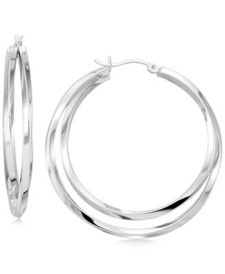 Interlocking Hoop Earrings in 14k Gold-Plated Silver and Sterling Silver