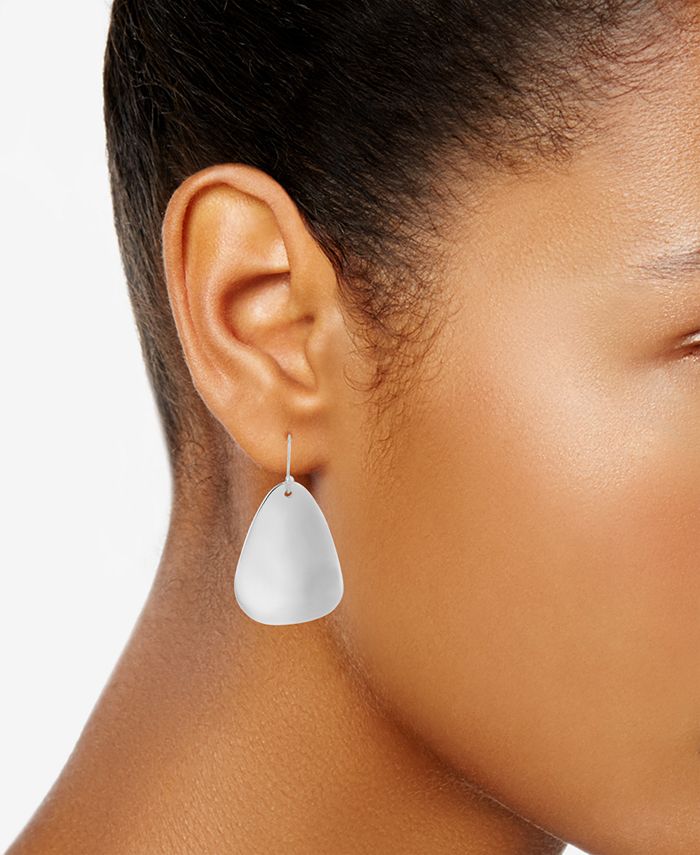 Robert Lee Morris Soho - Earrings, Silver-Tone Concave Organic Drop Earrings
