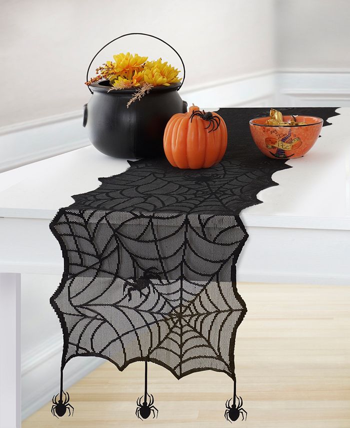 Elrene Crawling Halloween Spider Lace Table Runner - Macy's