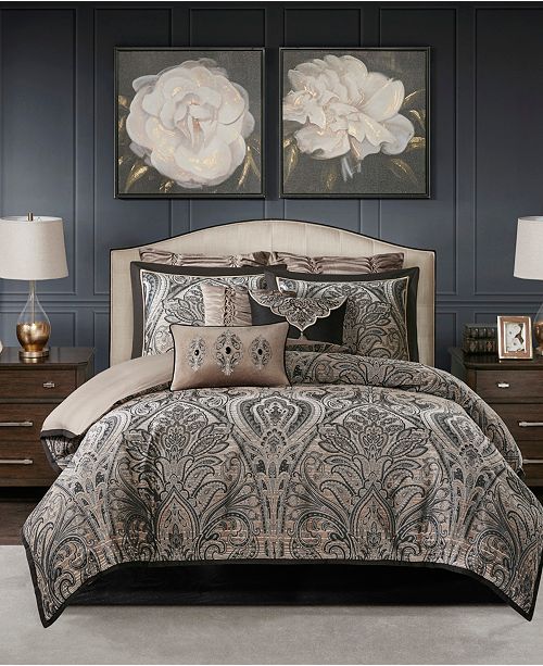 Madison Park Signature Grandover Queen 8 Pc Jacquard Comforter Set Reviews Bed In A Bag Bed Bath Macy S
