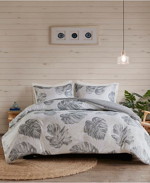 Madison Park Amoria Full Queen 3 Pc Printed Seersucker Palm Duvet