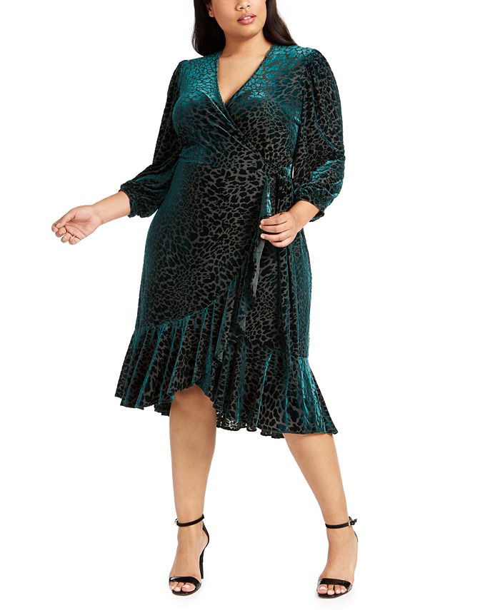 Calvin Klein Plus Size Burnout Velvet Wrap Dress & Reviews - Dresses - Plus  Sizes - Macy's