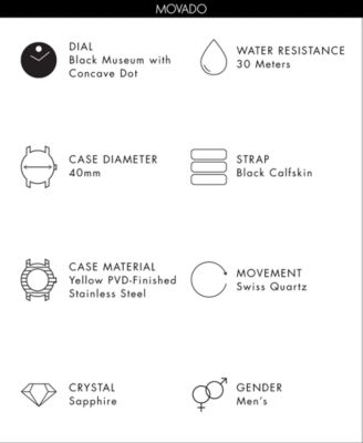 Men's Swiss Museum Classic Black Leather Strap Watch 40mm