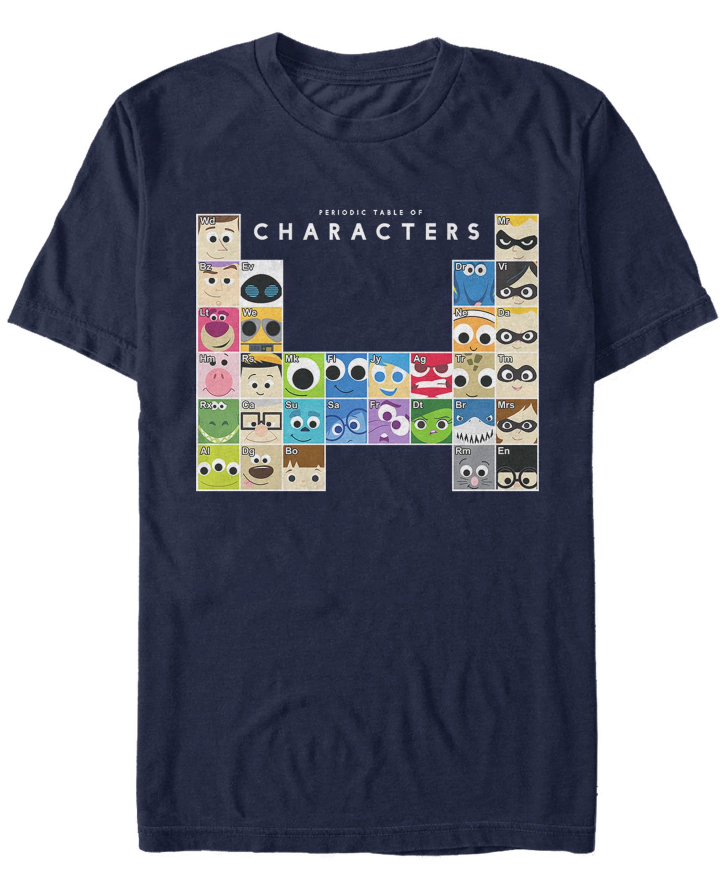 Мужская футболка Fifth Sun Disney Pixar Movie Characters Periodic Table Short Sleeve, цвет: Тёмно-синий — фото 1