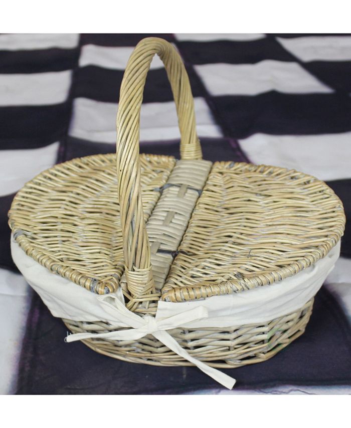 Vintiquewise Oval Willow Picnic Basket with Lid Macy's