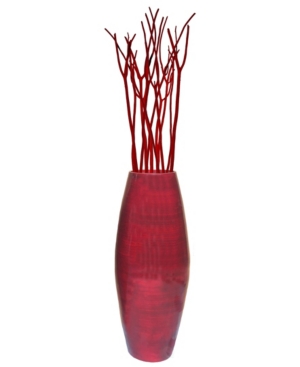 Uniquewise 27.5" Bamboo Cylinder Floor Vase In Red