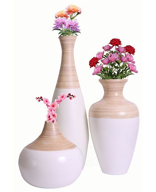 Uniquewise Spun Bamboo Vase Set Of 3 Reviews Home Decor