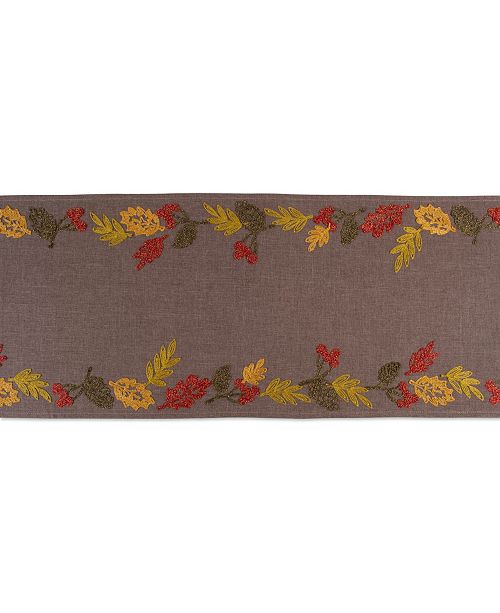 Design Imports Shimmering Leaves Embroidered Table Runner & Reviews ...