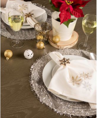 Sparkle Snowflakes Embroidered Napkin, Set of 6