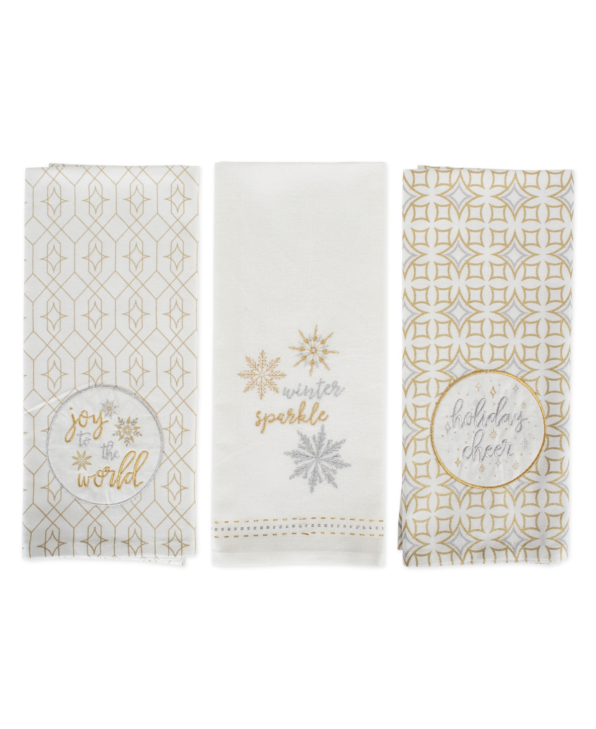 Design Imports Assorted Winter Sparkle Embellished Dishtowel Set