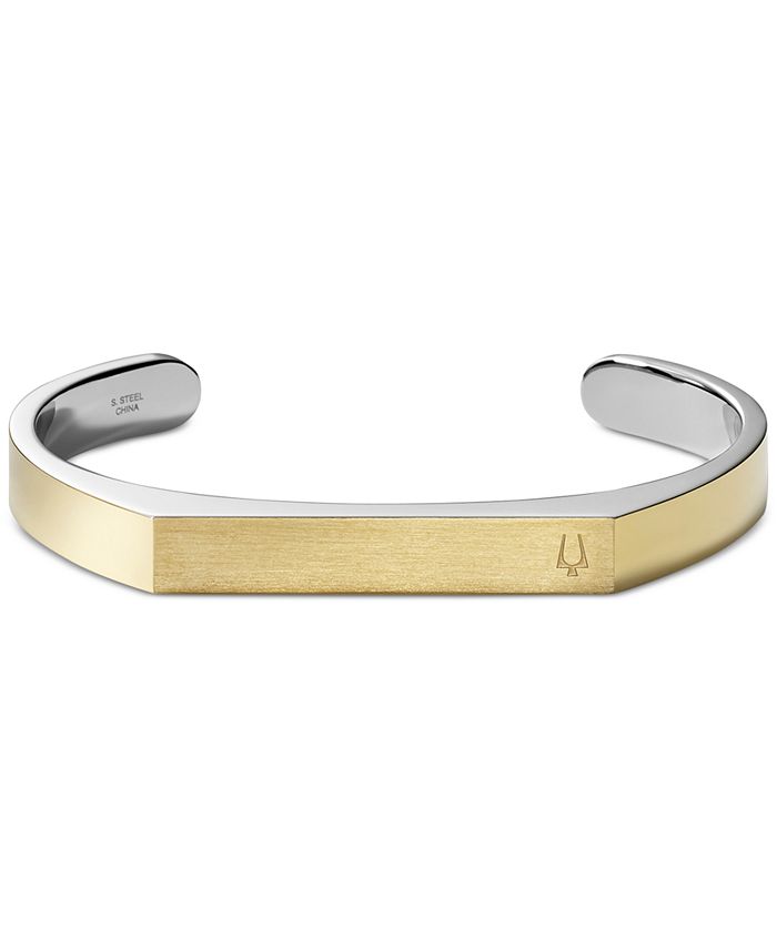 cuff bracelets Bulova Men's Two-Tone Open Cuff Bracelet in Stainless Steel & Reviews -  Bracelets - Jewelry & Watches - Macy's