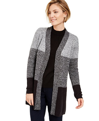 Karen Scott Plus Size Turbo Colorblocked Cardigan Sweater, Created for ...