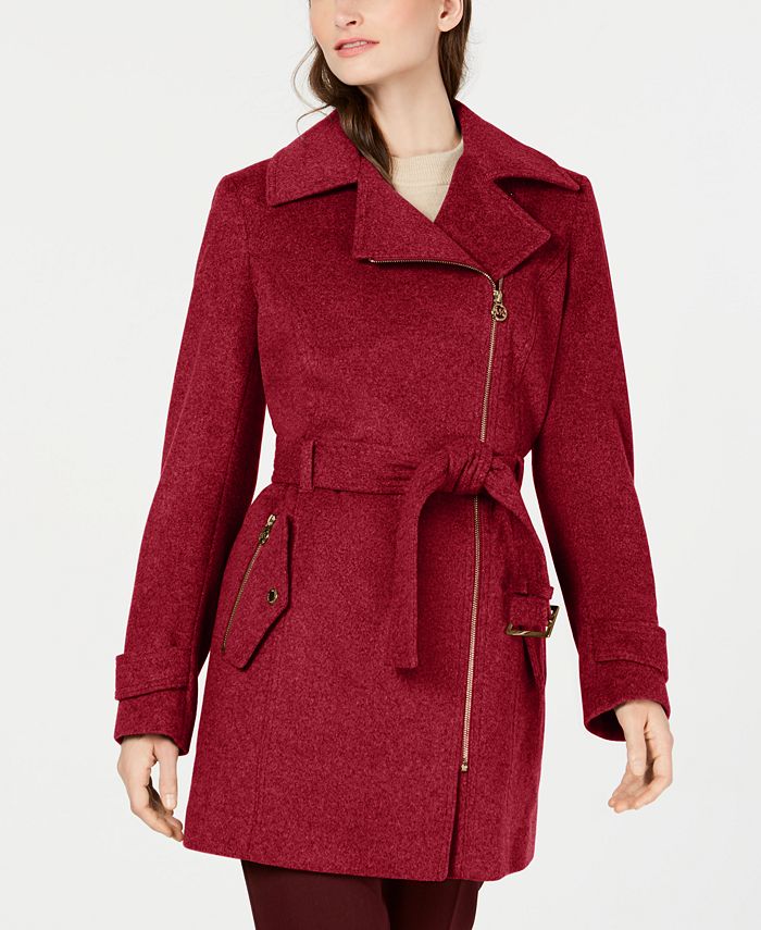 Michael Kors Petite Asymmetrical Belted Coat, Created for Macy's - Macy's