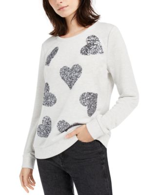 sequin heart sweatshirt
