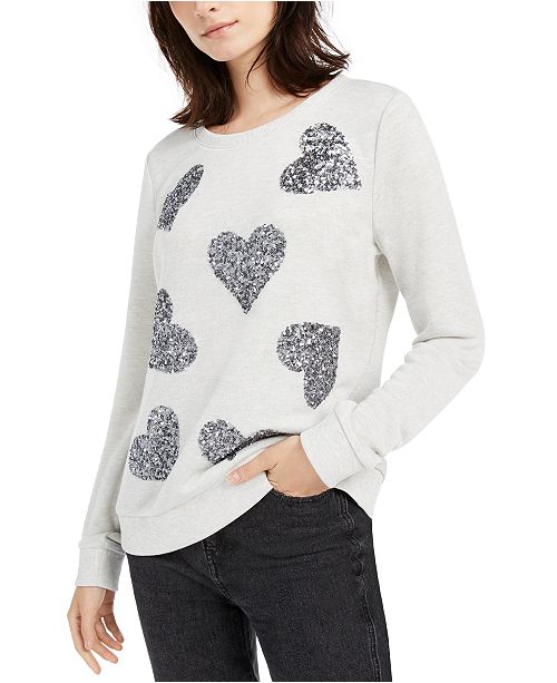 Inc Sequin Heart Sweatshirt Created For Macy S