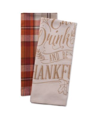 Assorted Check Fall Be Thankful Printed Dishtowel Set