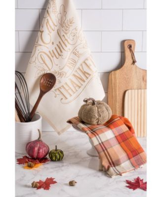 Assorted Check Fall Be Thankful Printed Dishtowel Set