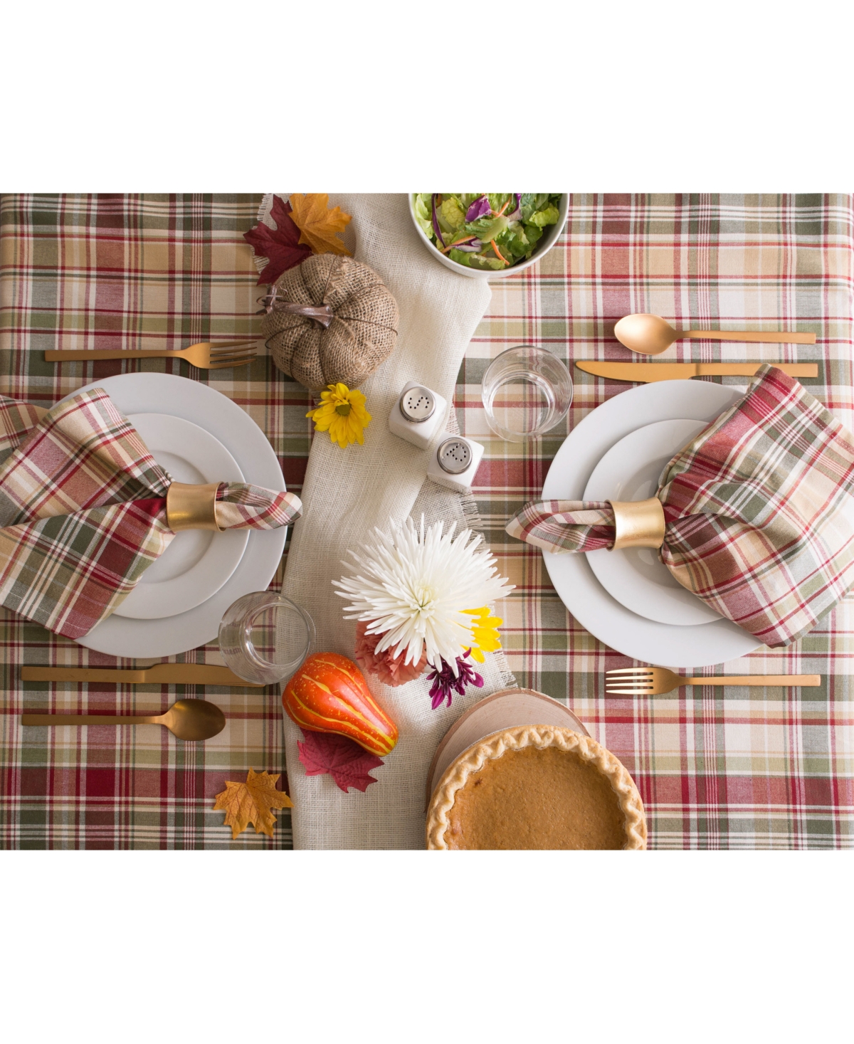 Design Imports Give Thanks Plaid Tablecloth