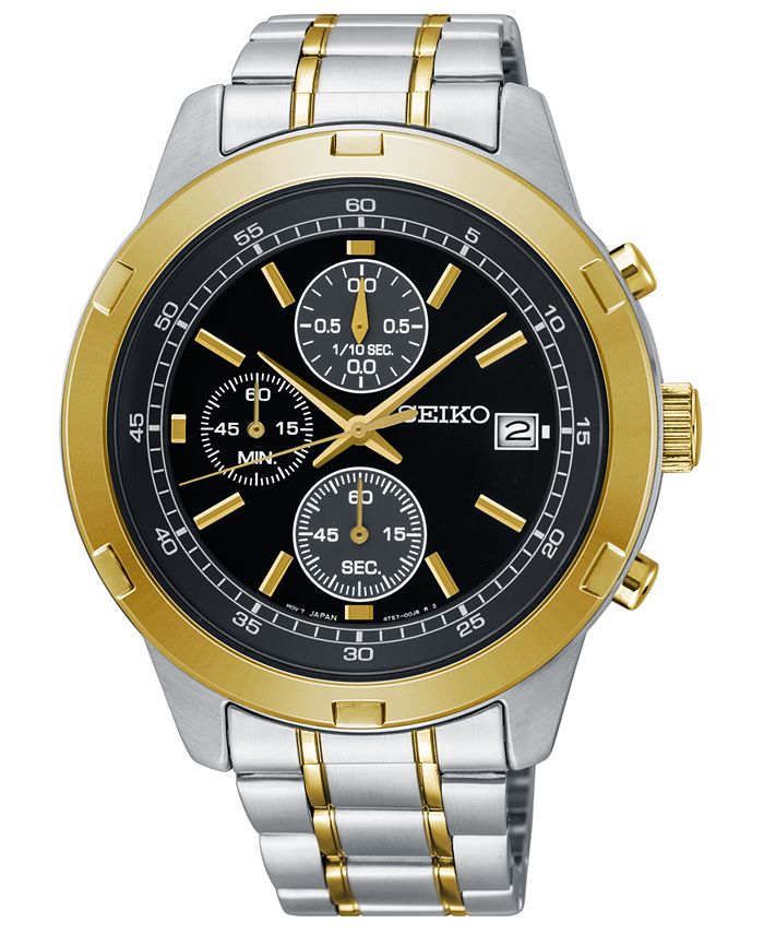 Seiko men's two tone bracelet quartz chronograph watch best sale