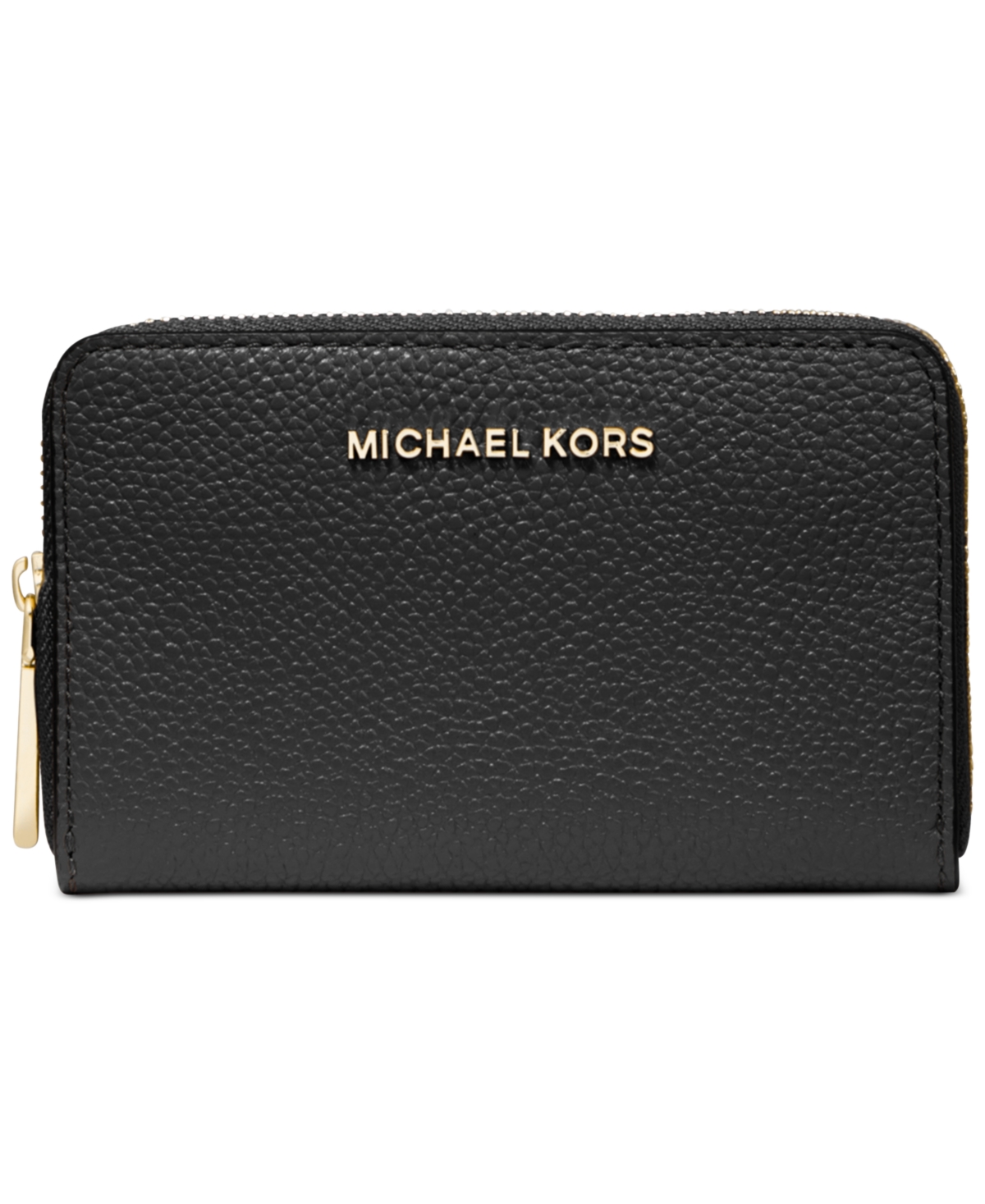 Michael Kors Michael  Jet Set Small Zip Around Card Case In Black,gold