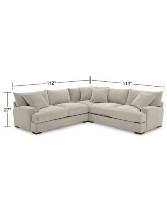 CLOSEOUT! Rhyder 3-Pc. 'L' Shaped Fabric Sectional Sofa, Created for Macy's