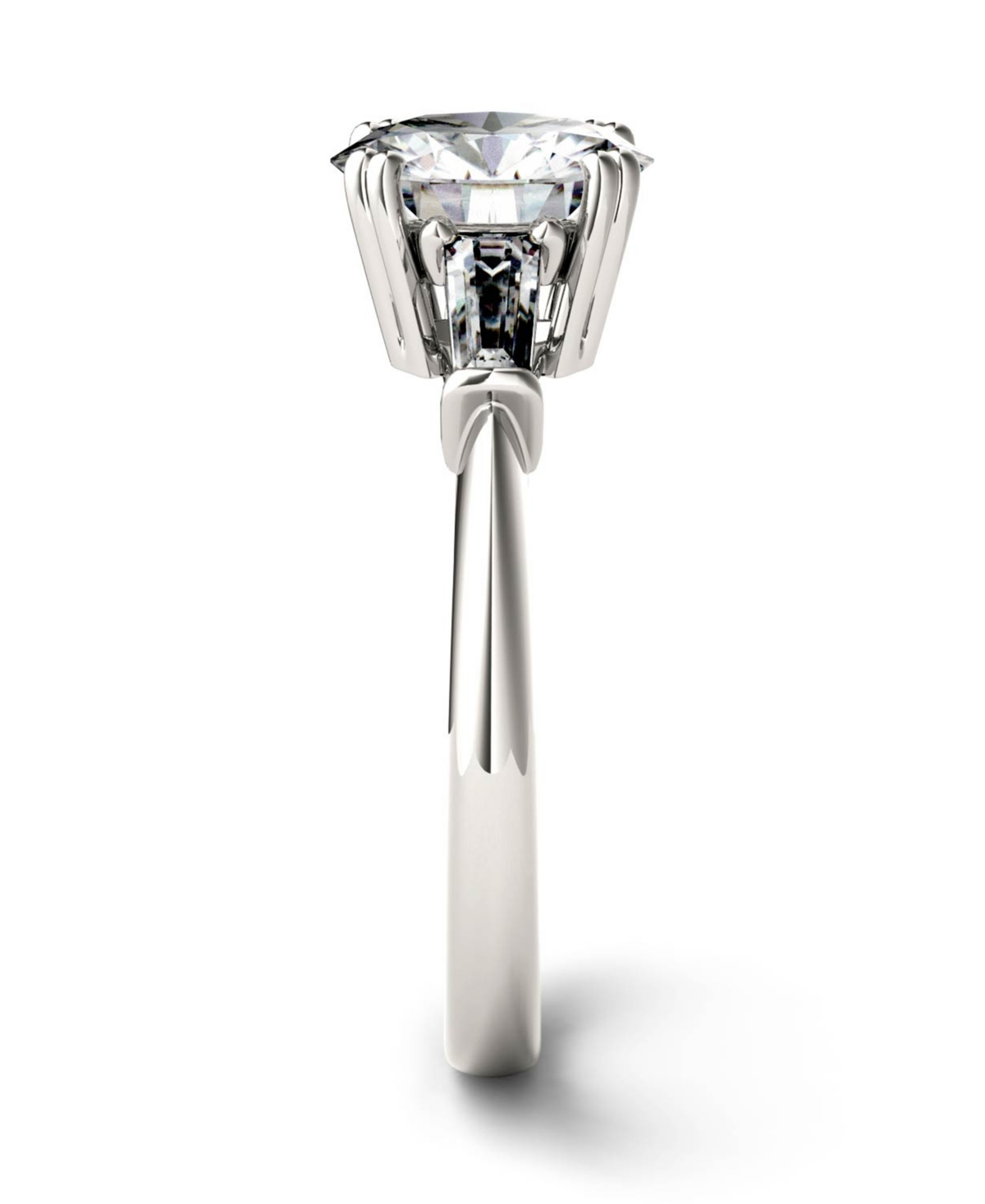 Moissanite Round and Baguette Engagement Ring (2-1/4 ct. tw.) in 14k- White Gold