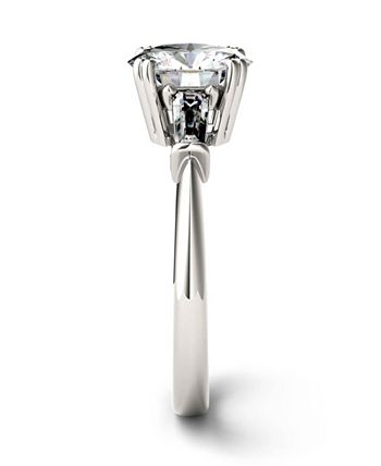 Charles & Colvard - Moissanite Round and Baguette Engagement Ring (2-1/4 ct. tw.) in 14k White Gold