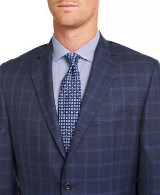 Michael Kors Men's Classic-Fit Navy/Blue Windowpane Sport
