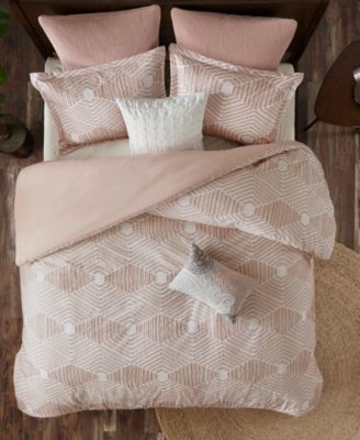 Ellipse Jacquard Cotton 3-Pc. Duvet Cover Set, Full/Queen